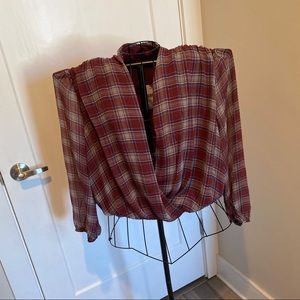 Plaid crossover shirt